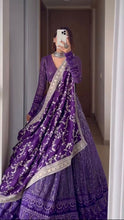 Load image into Gallery viewer, Purple Colour Heavy Embroidary Work Wedding Wear Lehenga
