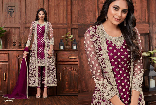 Heavy Butterfly Net With Embroidery & Codding With Back Side Work Wedding Wear Suit