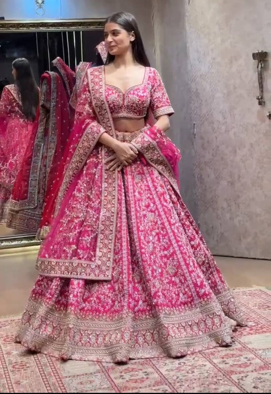 Pink Color Georgette Heavy Lehenga Choli