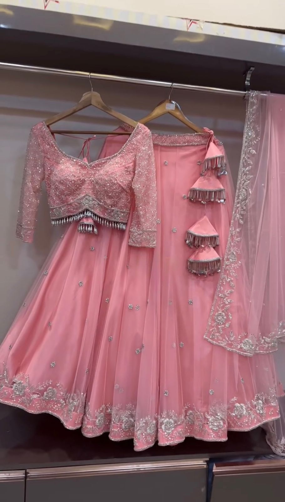 Peach Pink Georgette Lehenga Choli