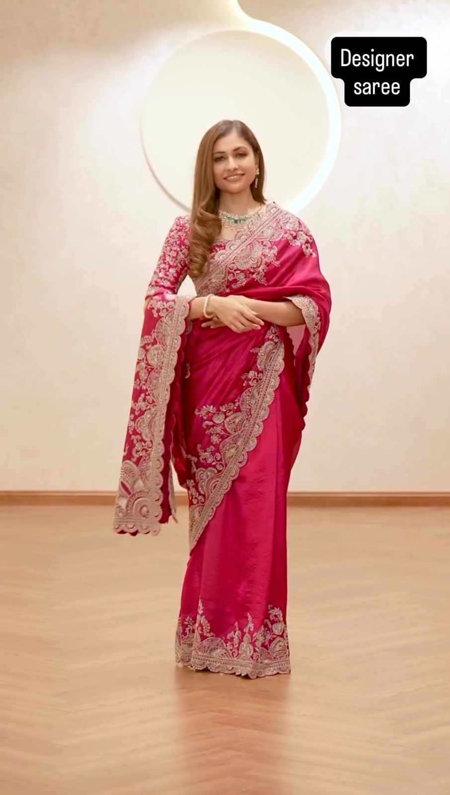 Graceful Pink Vichitra Silk Saree with Coding & Sequence Work