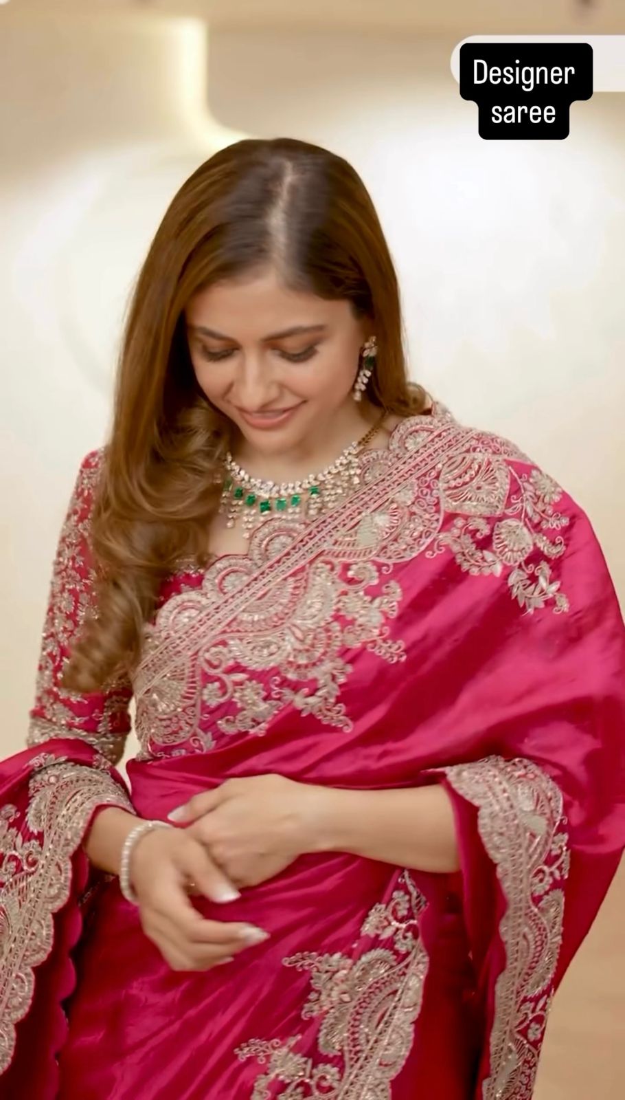 Graceful Pink Vichitra Silk Saree with Coding & Sequence Work
