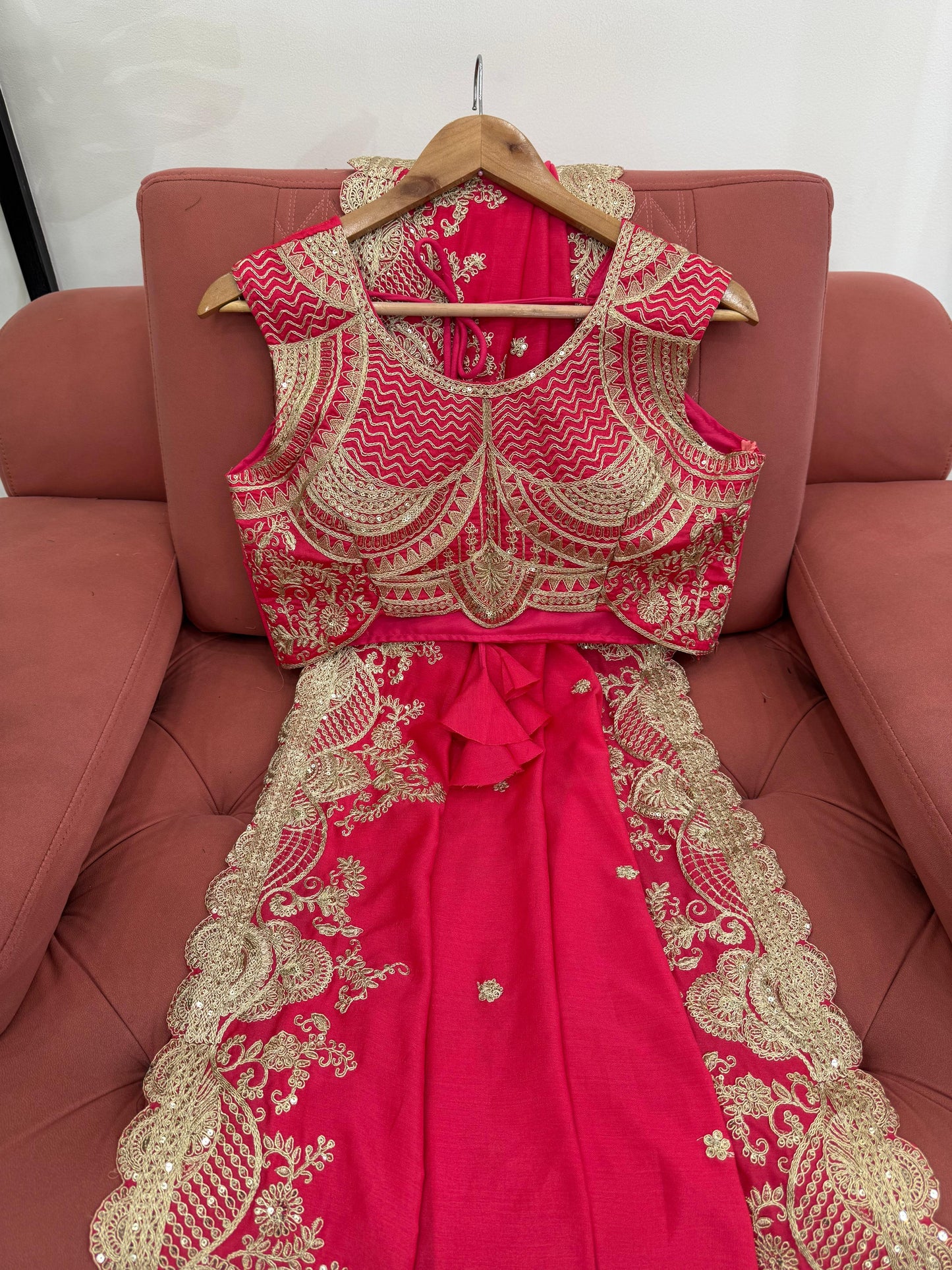 Graceful Pink Vichitra Silk Saree with Coding & Sequence Work