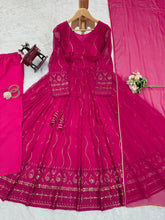 Load image into Gallery viewer, Pink Georgette Embroidered Full Sttiched Party Wear Gown
