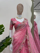 Load image into Gallery viewer, Pink Color Organza Designer Saree
