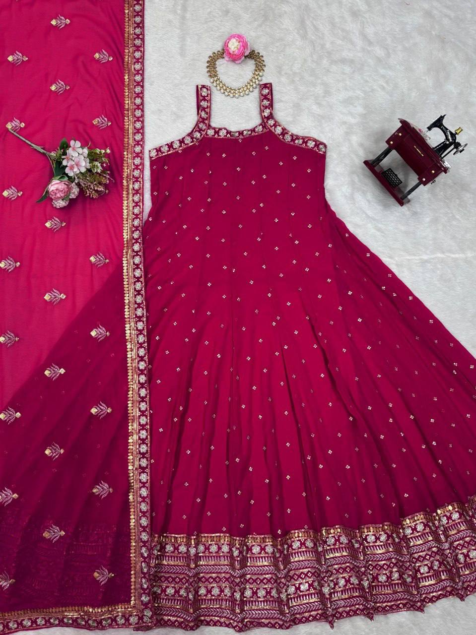 Flowy Elegance Designer  Foux Georgette Gown