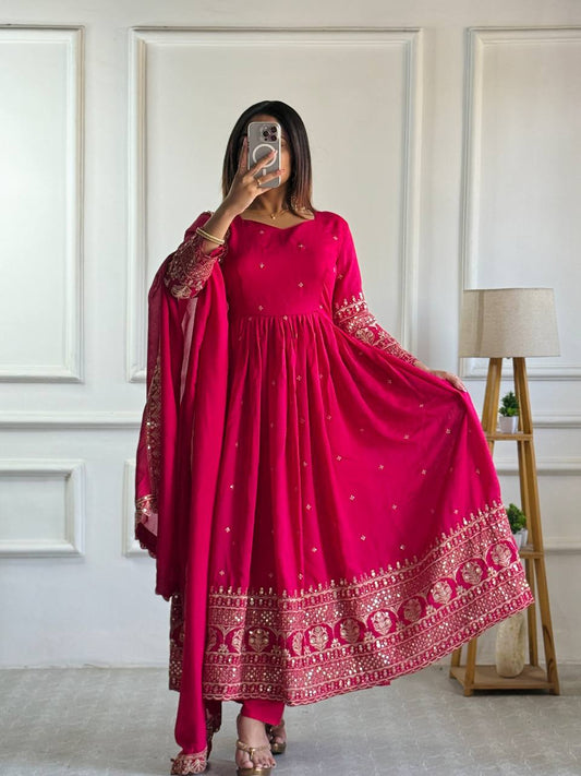 Pink Silk Embroidered Ready to Wear Suit