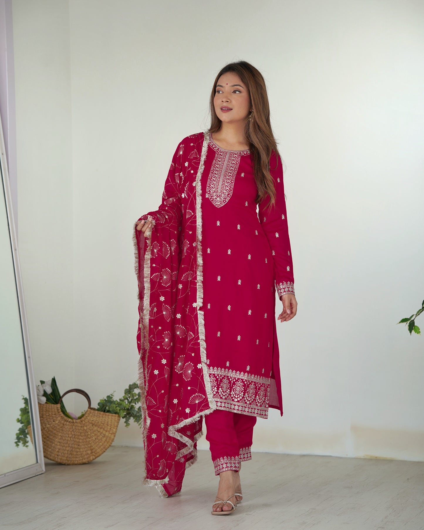 Pink Color Rangoli Silk Fully Sitched Salwar Suit Set