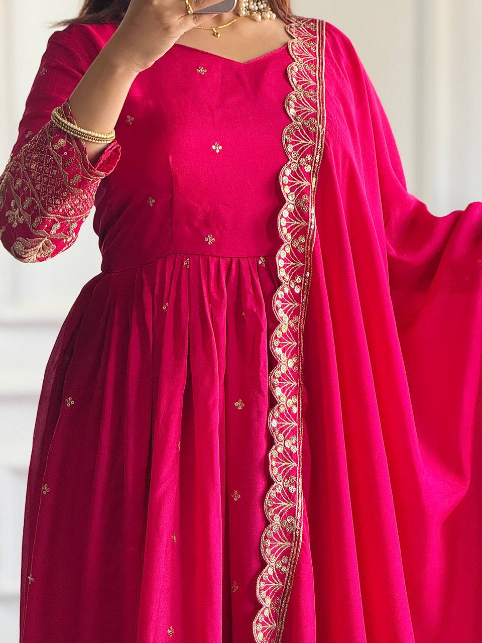 Pink Silk Embroidered Ready to Wear Suit