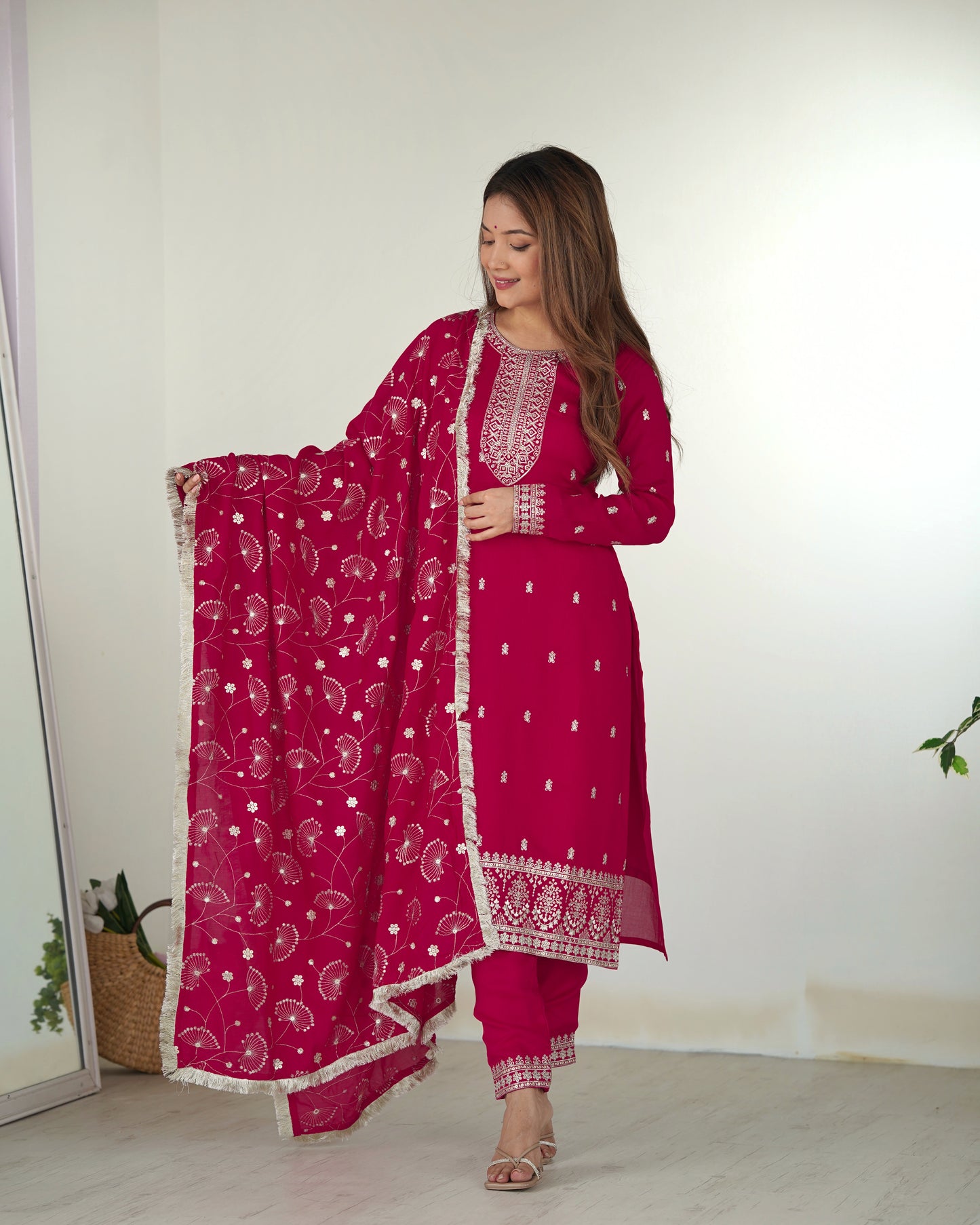 Pink Color Rangoli Silk Fully Sitched Salwar Suit Set