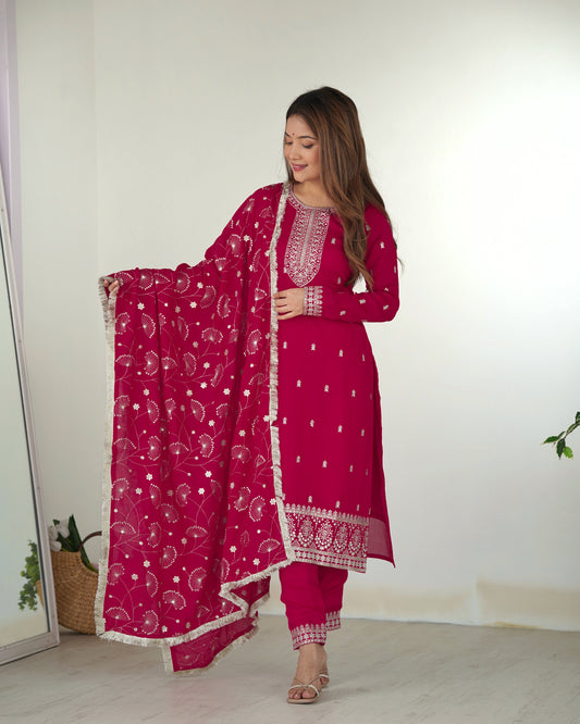 Pink Color Rangoli Silk Fully Sitched Salwar Suit Set