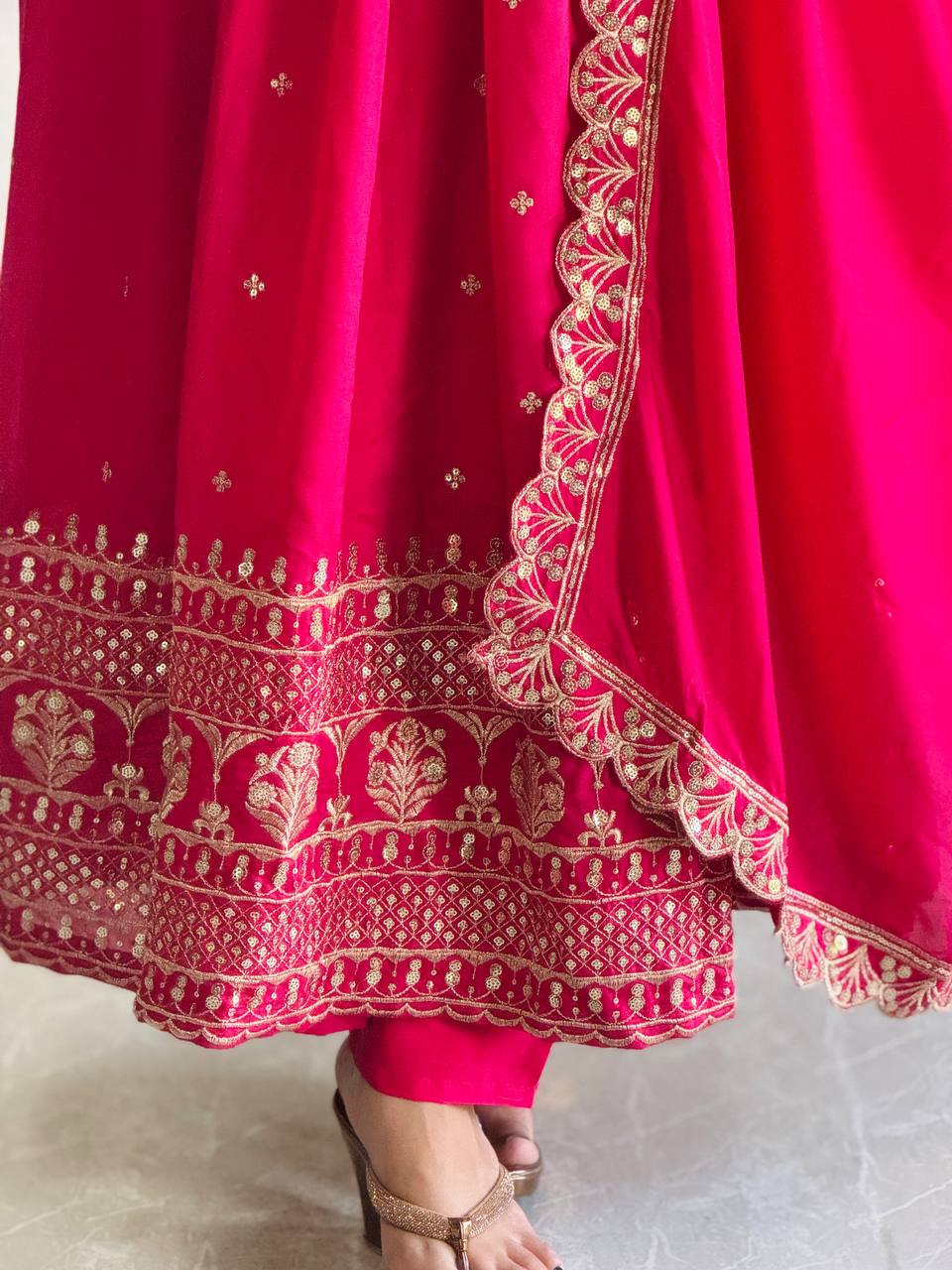Pink Silk Embroidered Ready to Wear Suit