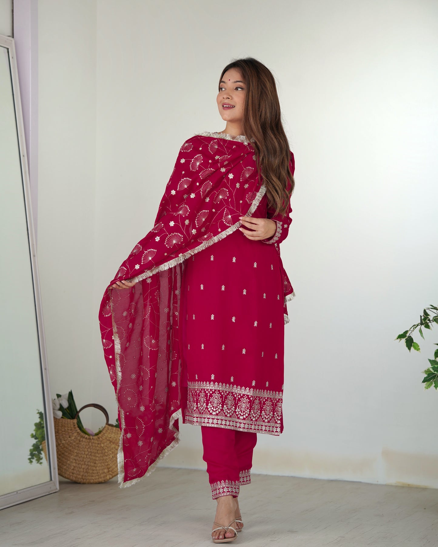 Pink Color Rangoli Silk Fully Sitched Salwar Suit Set