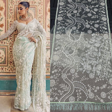 Load image into Gallery viewer, Bollywood Style Pista English Color Net Thread Work Saree
