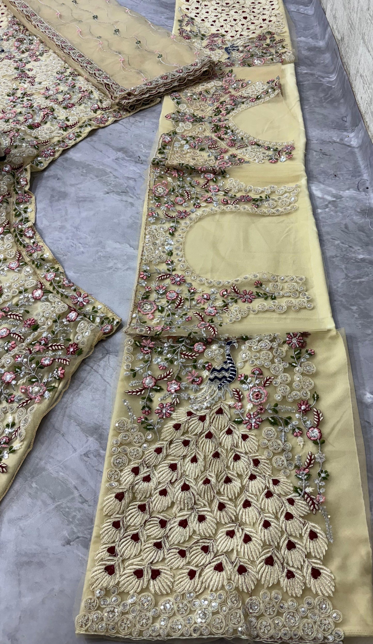 Skin Color Soft Net Heavy Codding Work Wedding Lehenga Choli