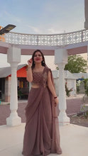 Load and play video in Gallery viewer, Ready to Wear 1 Min Ruffle Pattern Saree with Free Size Stitched Blouse
