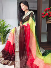 Load image into Gallery viewer, Party Wear Pure Smooth Georgette With Zari Strip All Over Saree
