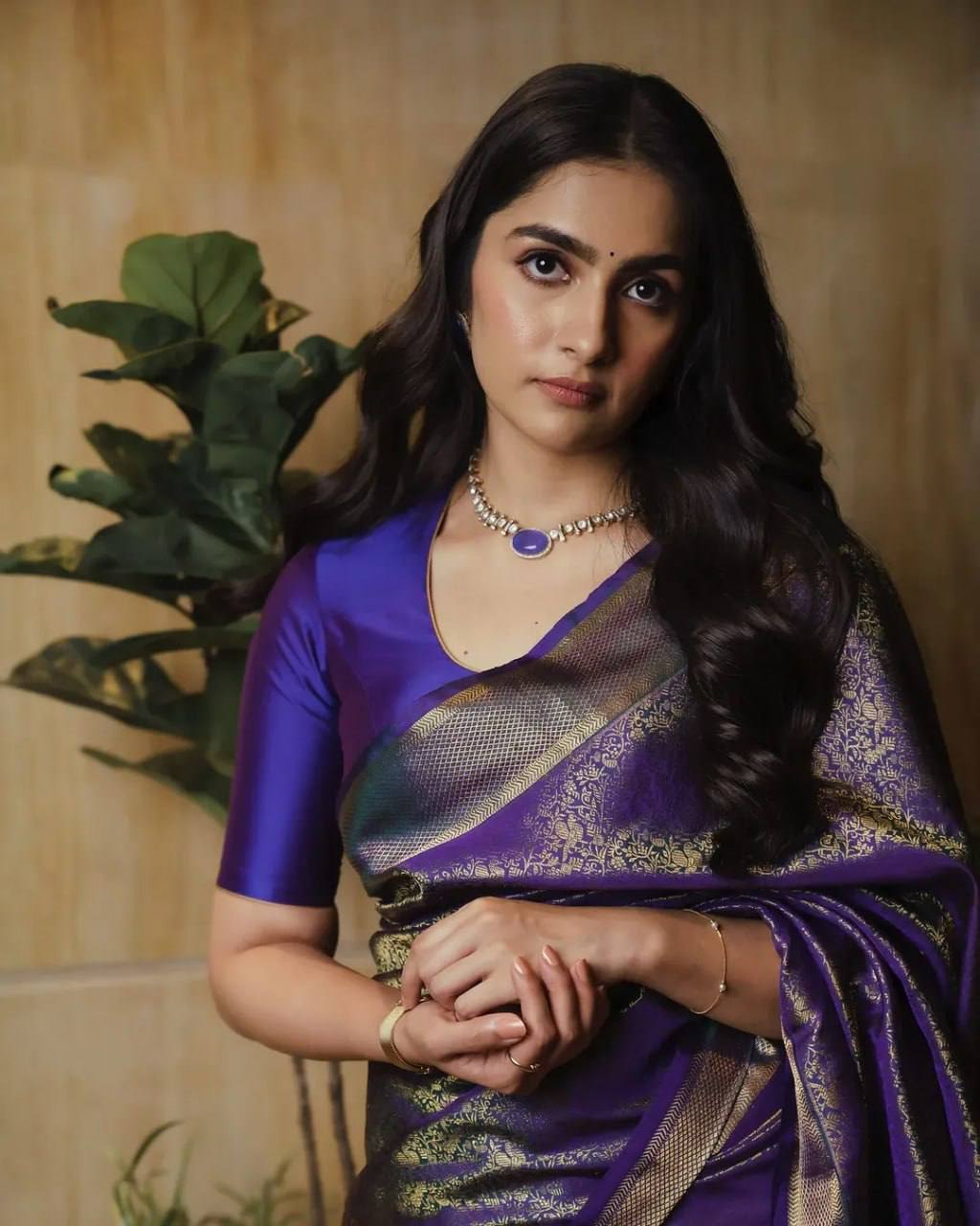 Purple Soft Lichi Silk Trending Saree