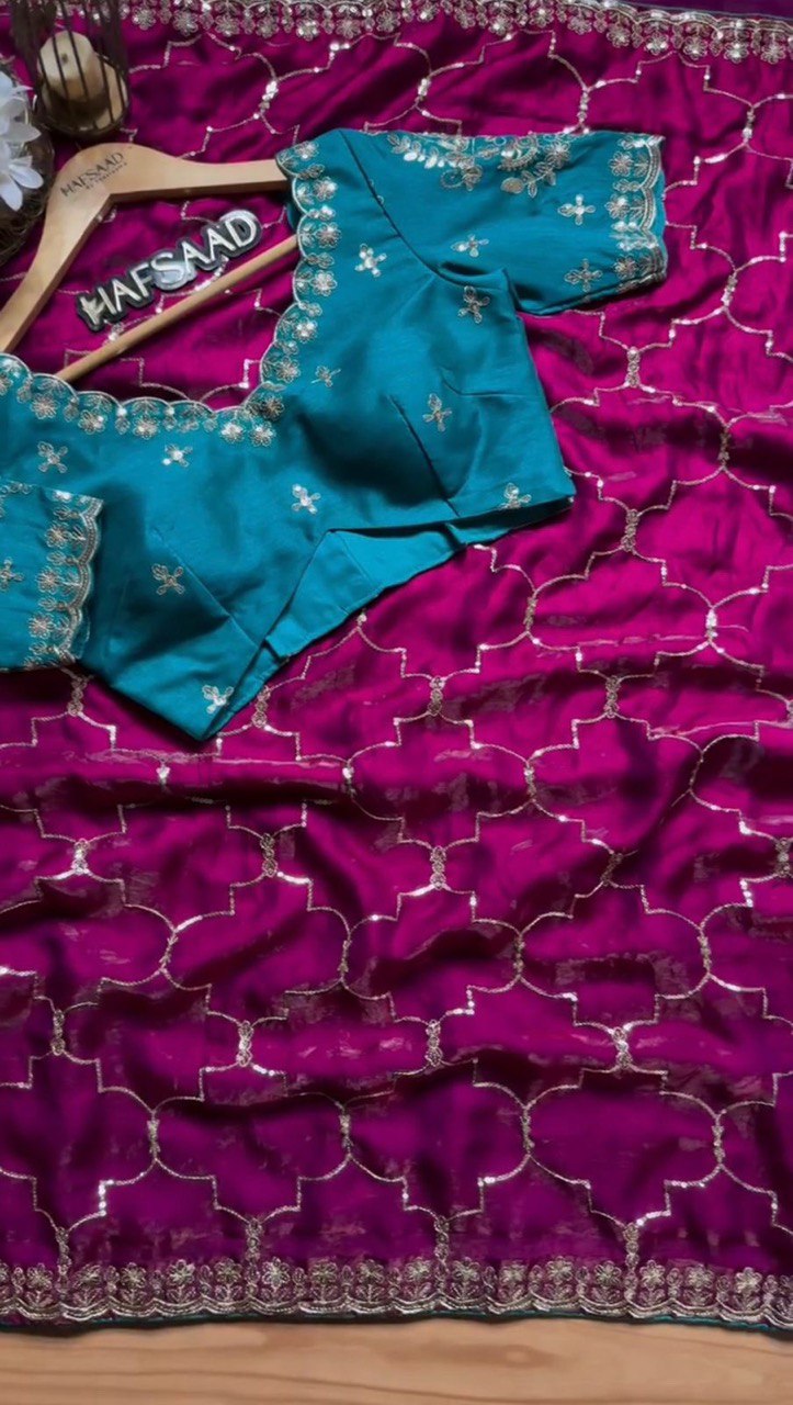 Royal Violet Elegance Jimmy Choo & Sequence Work Saree