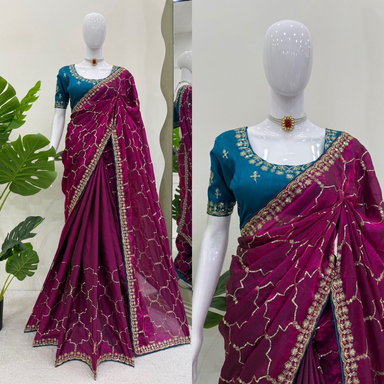 Royal Violet Elegance Jimmy Choo & Sequence Work Saree