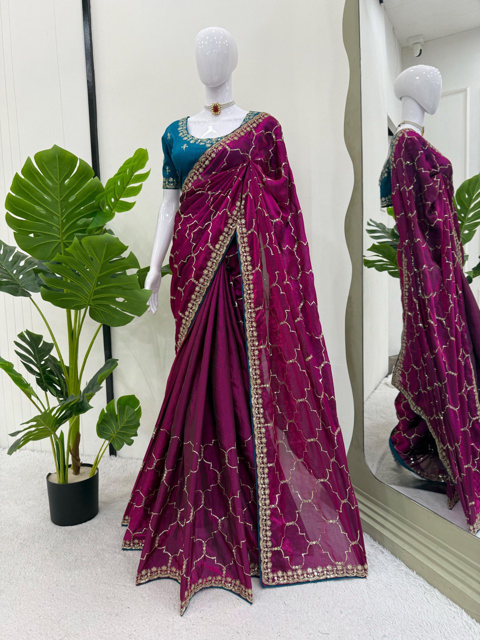 Royal Violet Elegance Jimmy Choo & Sequence Work Saree