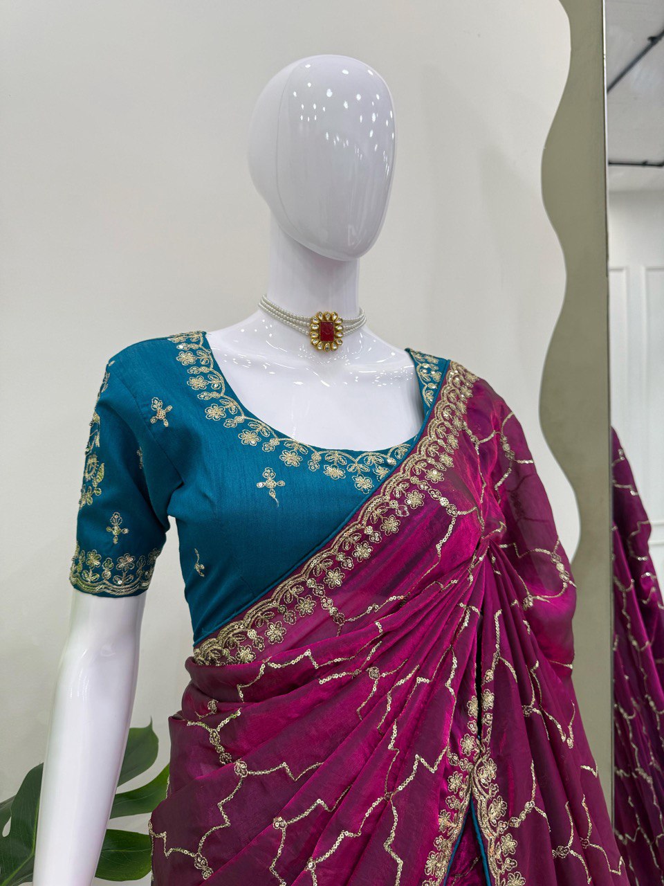 Royal Violet Elegance Jimmy Choo & Sequence Work Saree