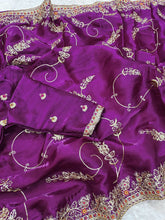 Load image into Gallery viewer, Purple Jimmi Chu Silk Embroidered Saree Blouse
