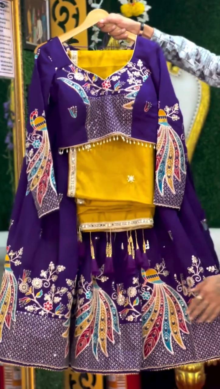 Purple Peacock Work Thread And Sequence work Lehenga Choli