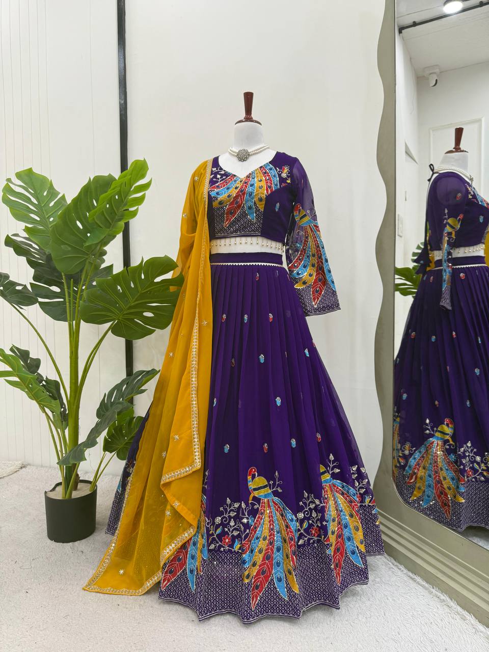 Purple Peacock Work Thread And Sequence work Lehenga Choli