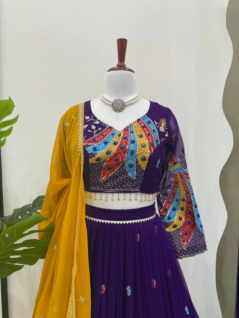 Purple Peacock Work Thread And Sequence work Lehenga Choli