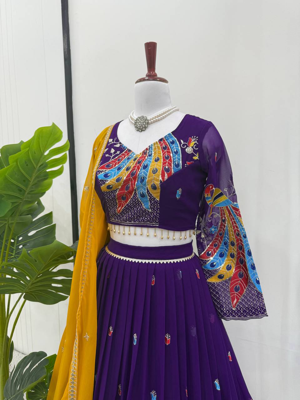 Purple Peacock Work Thread And Sequence work Lehenga Choli