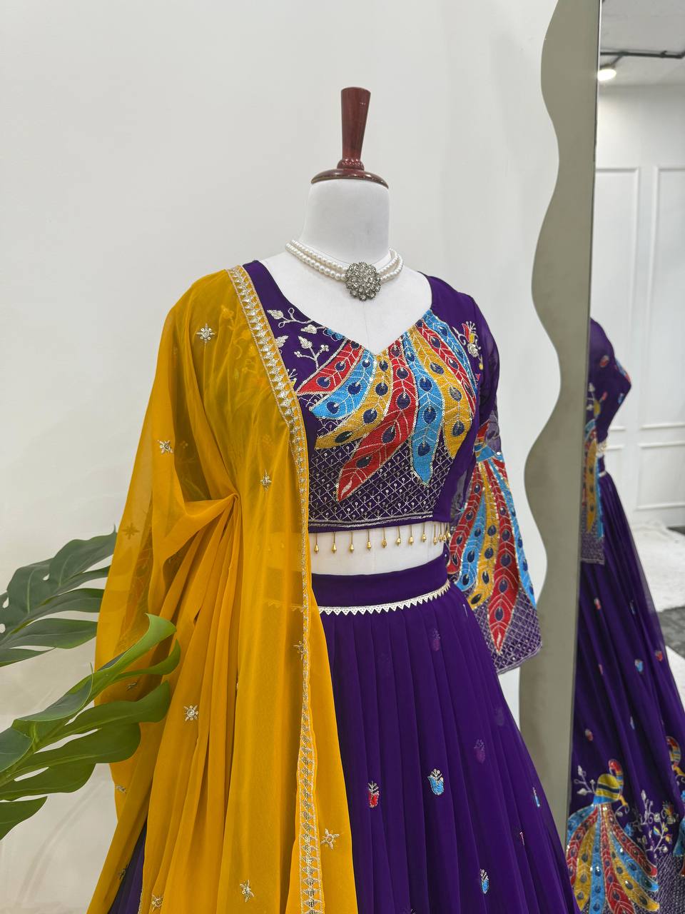 Purple Peacock Work Thread And Sequence work Lehenga Choli