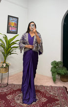 Load image into Gallery viewer, Purple Color Ready to Wear Chion Silk Saree Blouse
