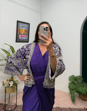 Load image into Gallery viewer, Purple Color Ready to Wear Chion Silk Saree Blouse
