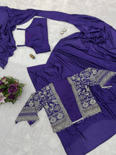 Load image into Gallery viewer, Purple Color Ready to Wear Chion Silk Saree Blouse
