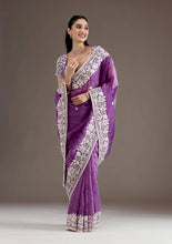 Load image into Gallery viewer, Purple Color Silk Embroidered Saree Blouse
