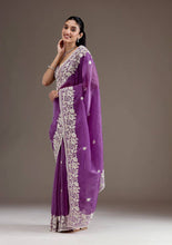 Load image into Gallery viewer, Purple Color Silk Embroidered Saree Blouse
