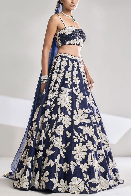 Blue Color Georgette Rainbow Sequence Work Lehenga Choli