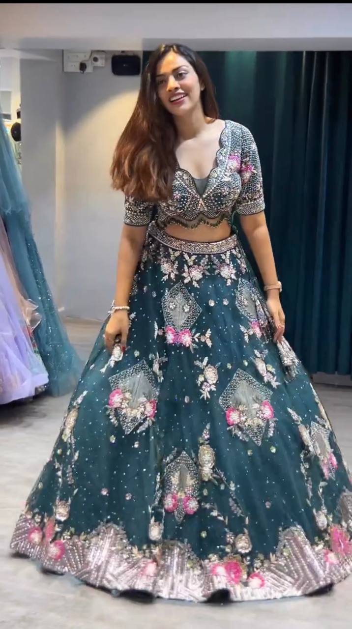 Party Wear Soft Net Heavy Work Lehenga Choli