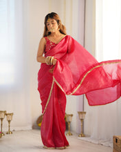 Load image into Gallery viewer, Rani Pink Gold Crush Silk Fully Stiched Ready to Wear Saree
