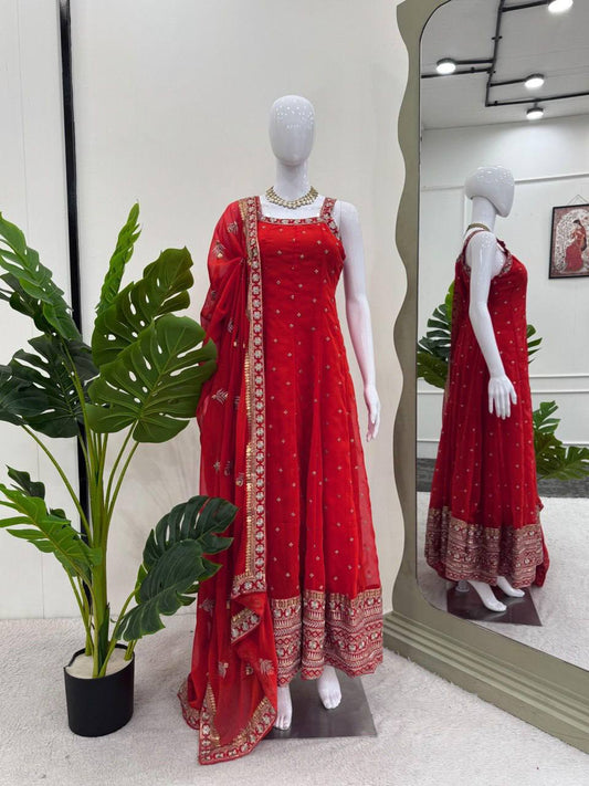Flowy Elegance Designer  Foux Georgette Gown