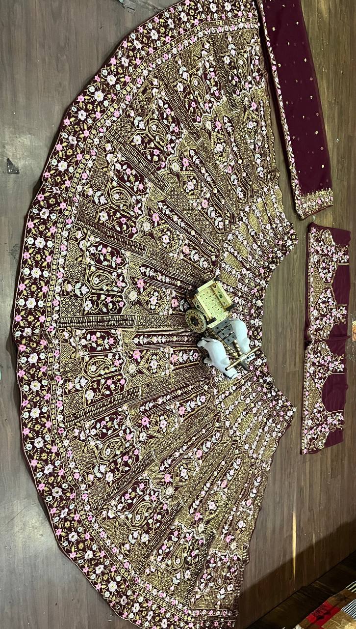 Maroon Color Georgette Wedding Wear Lehenga Choli