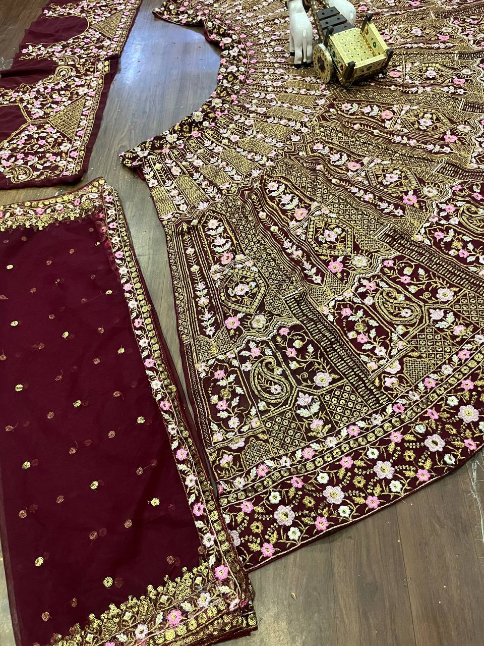 Maroon Color Georgette Wedding Wear Lehenga Choli