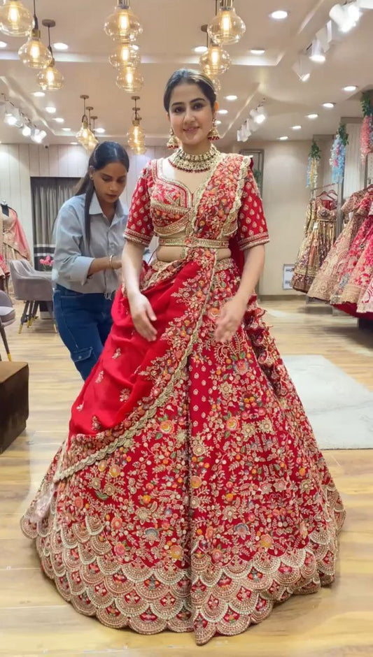 Red Color Georgette Wedding Wear Lehenga Choli