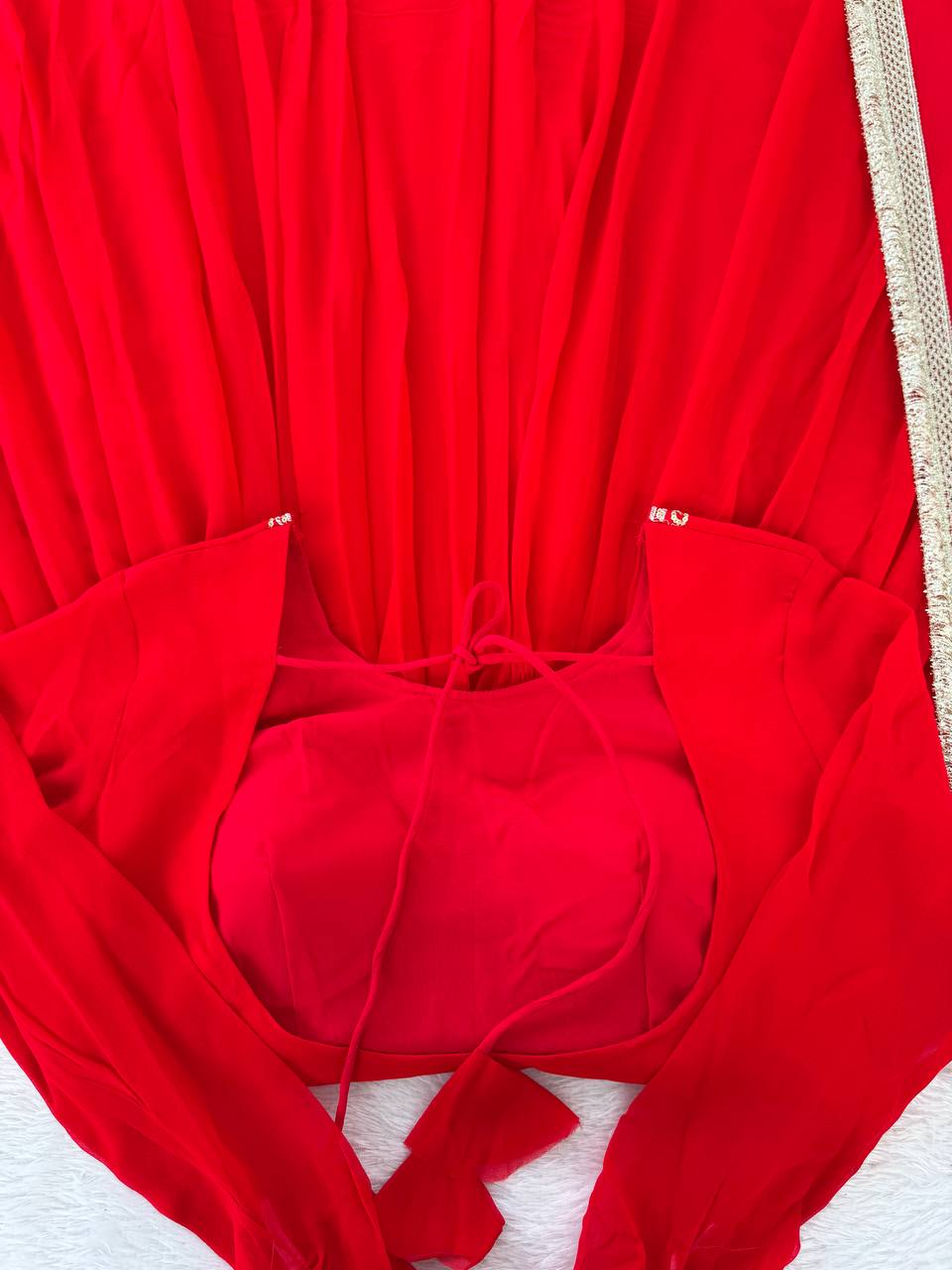 Red Long Anarkali Gown with Dupatta – Wedding & Festive Wear