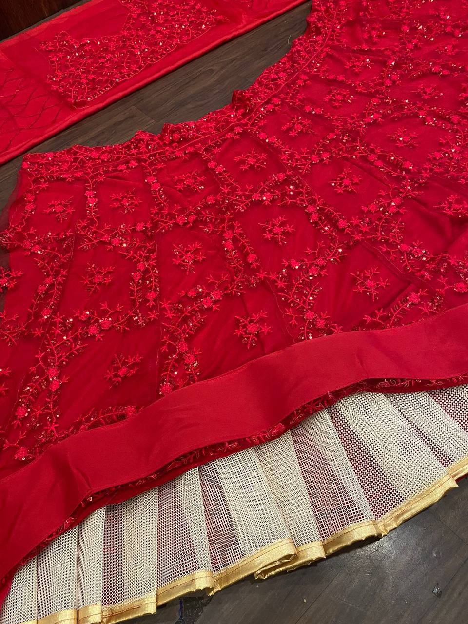 Red Net Lehenga Choli