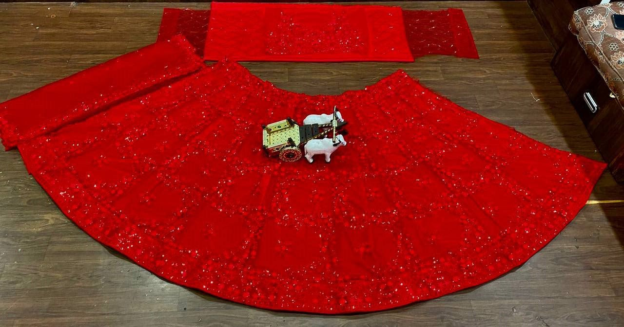 Red Net Lehenga Choli