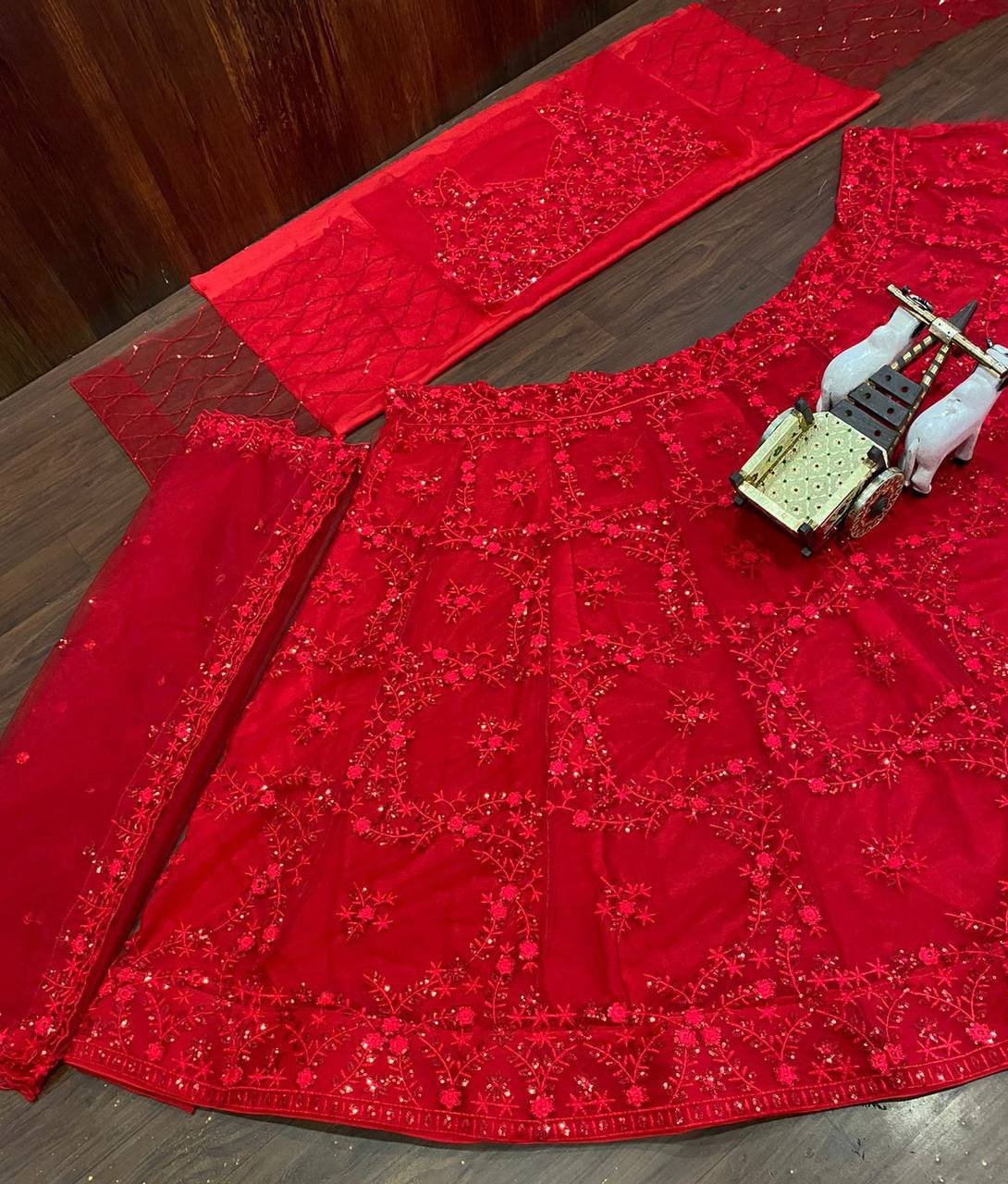 Red Net Lehenga Choli