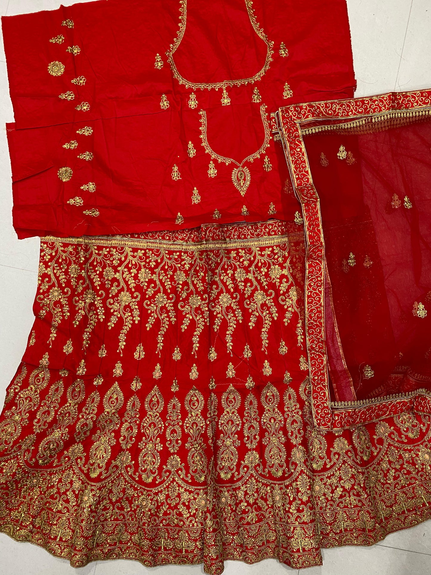 Sale ! Sale ! Red Wedding Wear Lehenga Choli At Lotshot rate