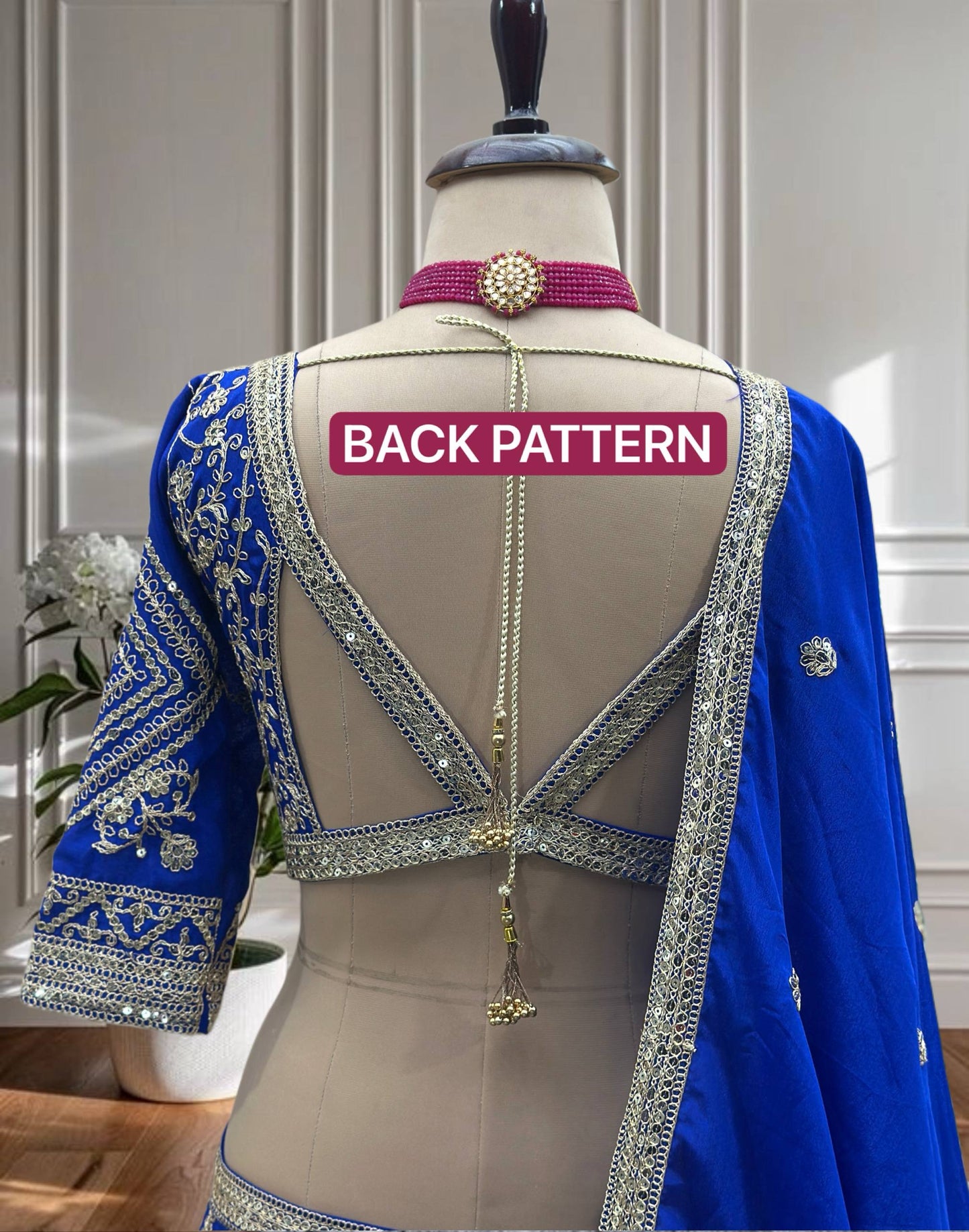 Royal Blue Chinon Silk Sequence Coding Work Lehenga Choli